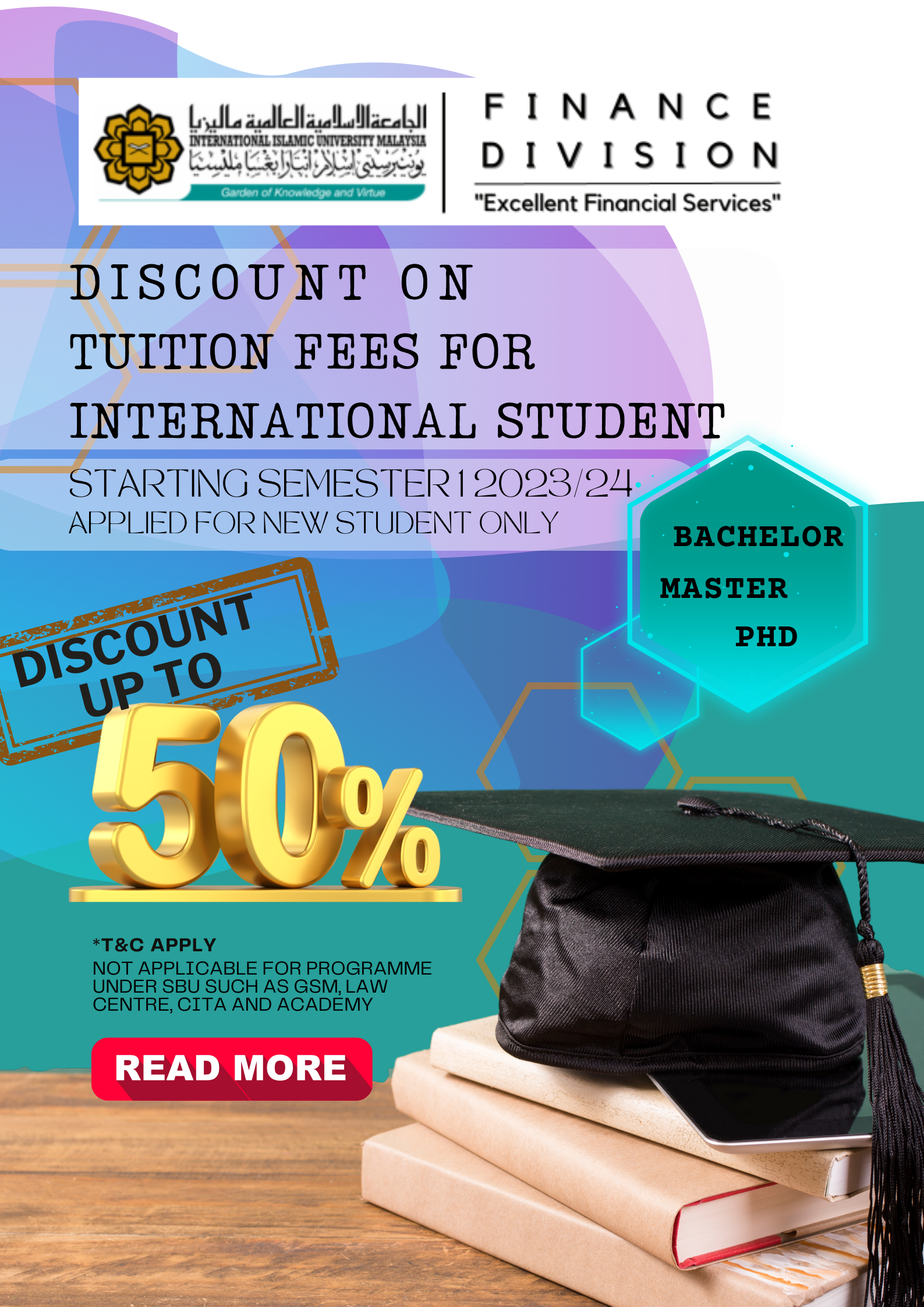 DISCOUNT ON TUITION FEES FOR STUDENT INTERNATIOANL (INTAKE SEMESTER I 2023/24)