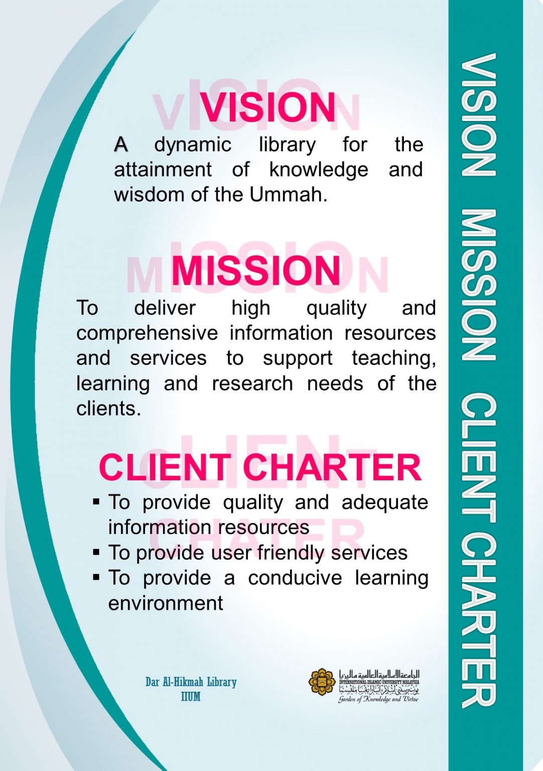 Vision, Mission & Objectives – Dar al-Hikmah Library, IIUM