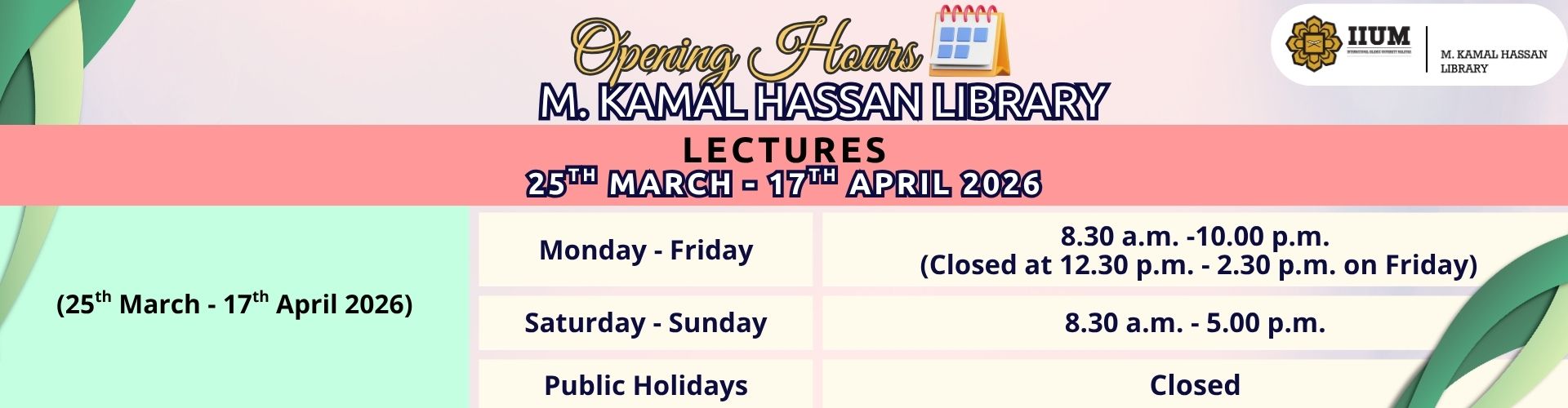 Opening Hours MKHL-Slider