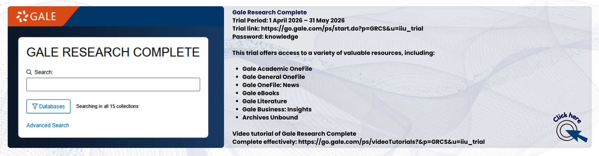 IIUM Lib Trial Access Gale Research Complete Slider Image
