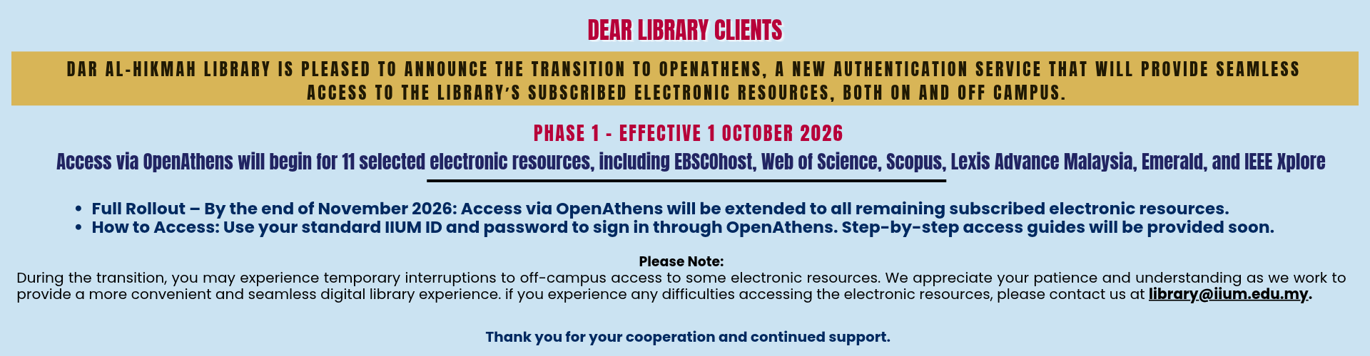 IIUM Lib OpenAthens Slider