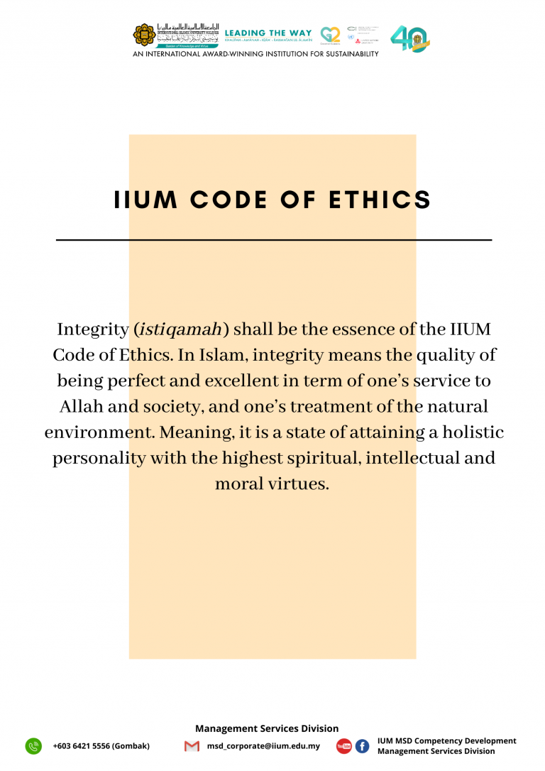 IIUM Code of Ethics – MANAGEMENT SERVICES DIVISION