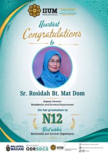 Congratulation to Sr. Rosidah Mat Dom