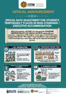 Official Announcement: Special Rate Adjustment for Students Temporarily Placed in Non-Standard / Executive Accommodation