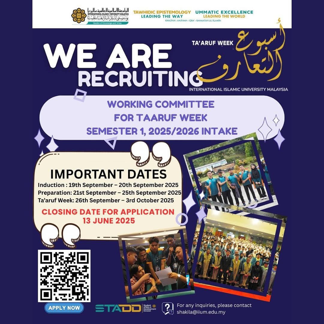 Application for Working Committee of Ta’aruf Week Semester 1, 2025/2026 Intake