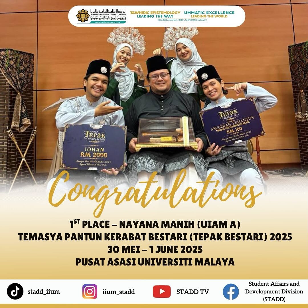 Congratulations, 1st Place – Nayana Manih (UIAM A) Temasya Pantun Kerabat Bestari (Tapak Bestari) 2025
