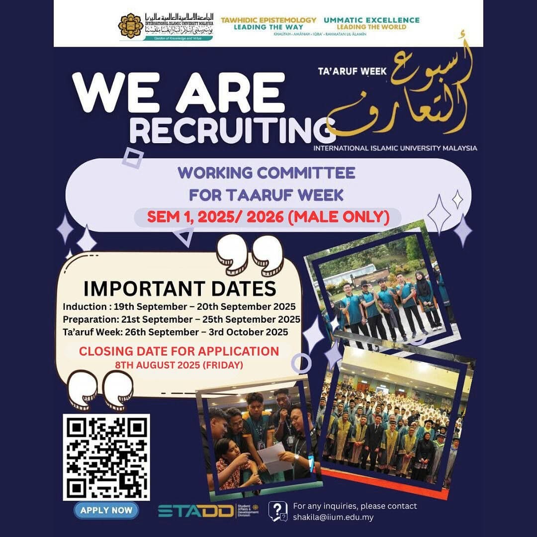 Application for Working Committee for Taaruf Week Sem 1 25/26 (Male Only)