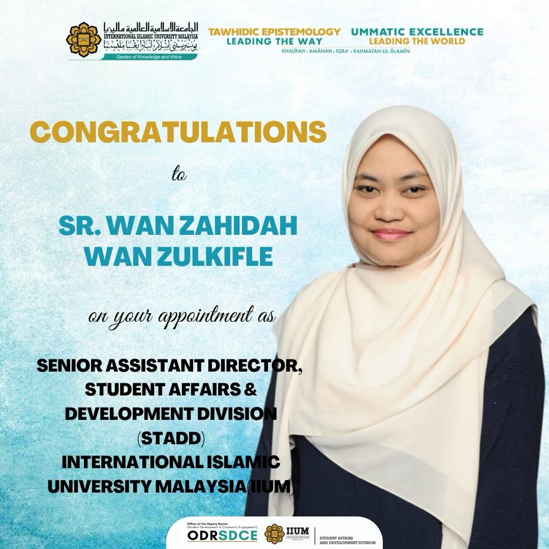 Congratulations to Sr. Wan Zahidah Wan Zulkifle