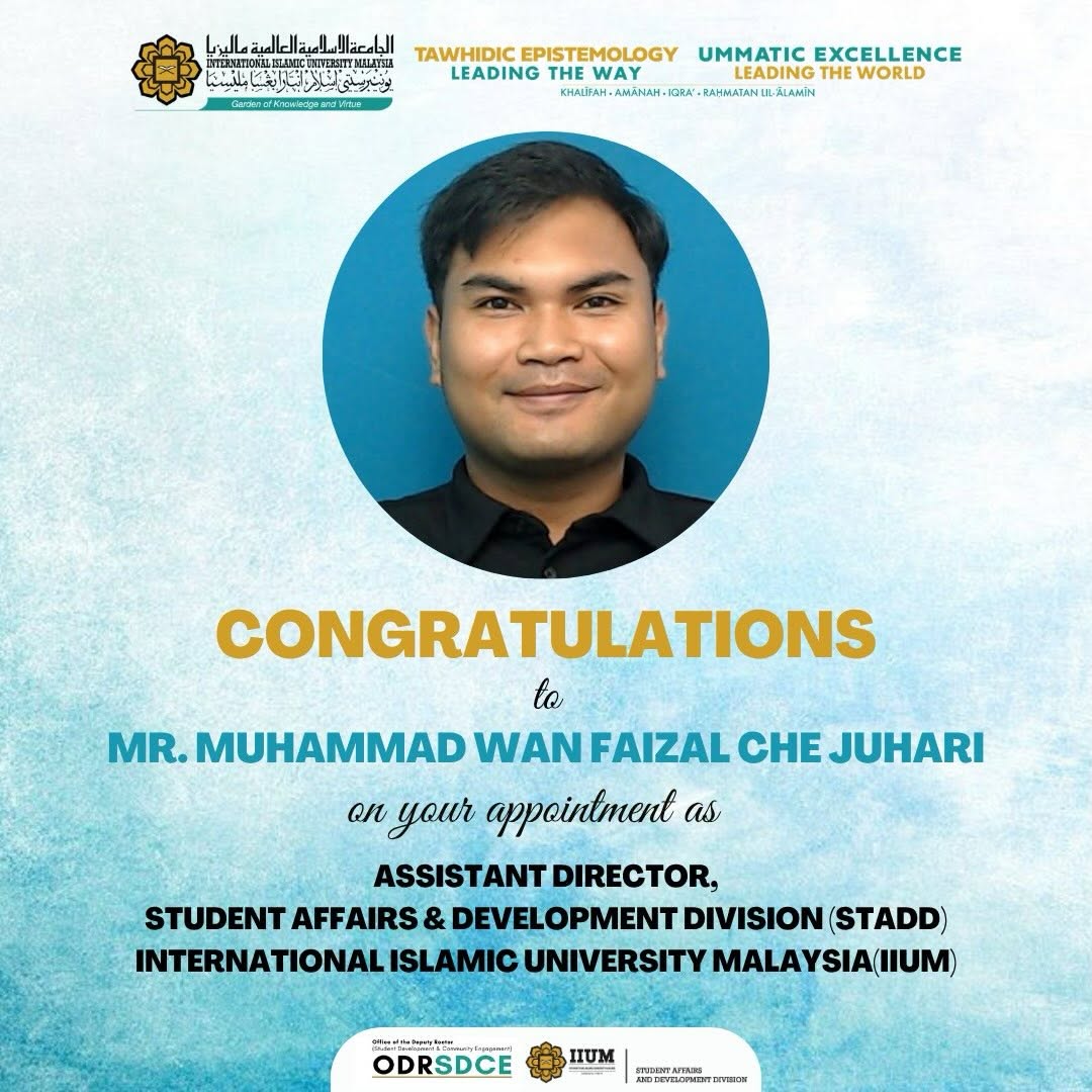 Congratulations to Mr. Muhammad Wan Faizal Che Juhari 