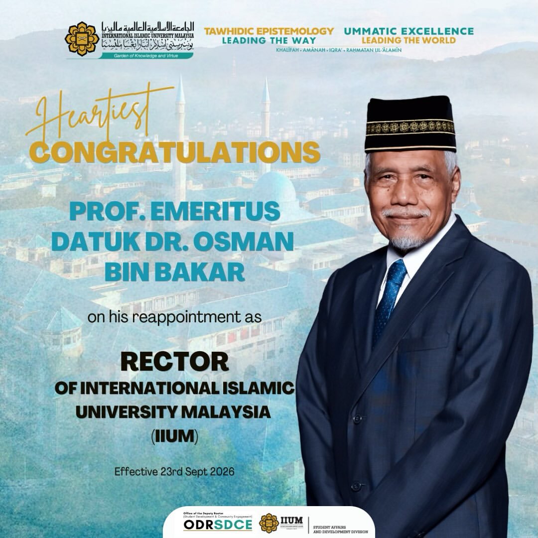 Heartiest Congratulations to Prof. Emeritus Datuk Dr. Osman bin Bakar