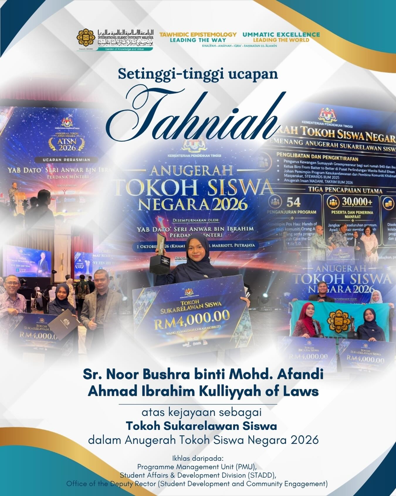 Highest Congratulations to Sr. Noor Bushra binti Mohd. Afandi